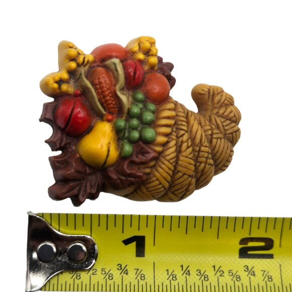 Harvest Cornucopia Pin Vintage Hallmark Fall Thanksgiving Holiday Fruits Vegetab - Picture 3 of 11